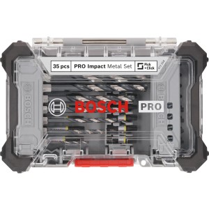 Bosch Pro Impact Metal 35 pezzi: Set di punte per cacciavite e punte per metallo in custodia trasparente.