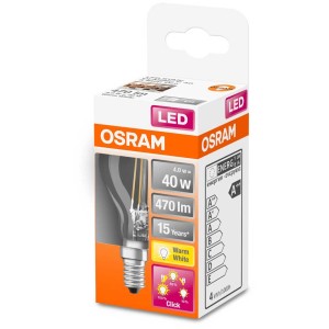 Osram LED-Leuchtmittel Tropfenform E14, 40W, Warmweiss im Karton.