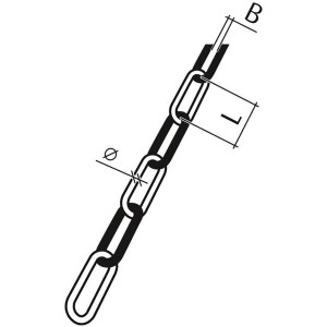 Schizzo di una catena di delimitazione Conacord rossa e bianca (Ø 6mm) con dimensioni.