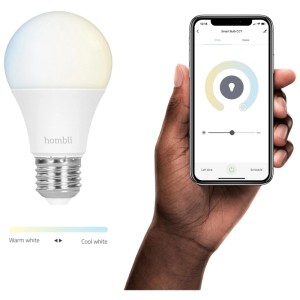 Hombli Smart Bulb: Lampadina LED Wi-Fi E27, 9W, controllabile tramite app su smartphone.