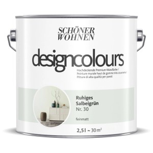 Schöner Wohnen Designfarben Verde Salvia Tranquillo, pittura murale opaca in secchio da 2,5 l.