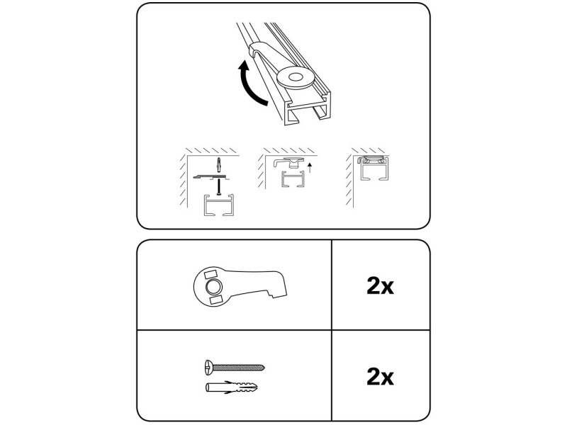 Binario Tenda Soffitto Lineare in Alluminio Bianco Personalizzabile,  Completo di Accessori per il Fissaggio, Movimento a Corda, Bastone Tende a  Soffitto o Parete (160 CM, MOVIMENTO A CORDA) : : Casa e