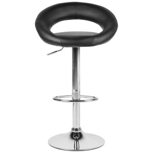 Tabouret de bar noir Beliani Peoria, lot de 2, similicuir, hauteur réglable, pied en métal.
