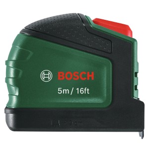 Mètre ruban Bosch 5m, vert/noir, avec autolock. Idéal pour des mesures précises.