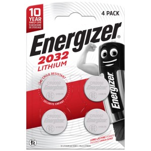 Energizer CR2032 batterie a bottone al litio, confezione da 4. Batteria per dispositivi elettronici.