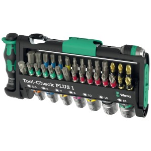 Wera Tool-Check Plus 1, jeu d'outils 39 pièces. Jeu de tournevis avec embouts, cliquet et douilles dans un support compact.