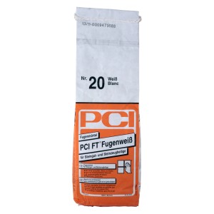 Sack PCI FT Fugenweiß Fugenmörtel, 5 kg, für Fliesen- und Steinbeläge im Innen- und Außenbereich.