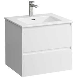 Set mobili bagno Laufen Pro X Slim 60 cm, bianco opaco. Lavabo in ceramica con base e 2 cassetti.