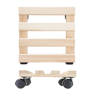 Wagner Paletti GH 0330 sottovaso a rotelle in legno, 28x28x8cm.
