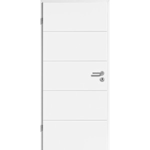 Porta interna bianca Straight Line con linee orizzontali, apertura a destra, 73,5x211 cm.