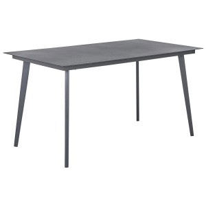 Tavolo da giardino Beliani Mileto, alluminio, grigio. Tavolo rettangolare con piano in vetro per giardino, terrazza o balcone.