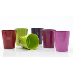 Pots pour orchidées Merina multicolores, finition brillante, diamètre 14 cm, hauteur 15 cm.