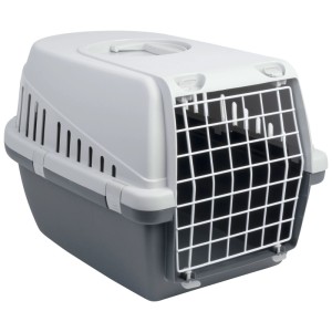 Cage de transport pour chat Vitakraft en plastique, anthracite/gris, 30x49x33cm, avec grille métallique.
