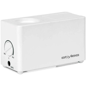 Humidificateur d'air Atlas blanc de Stylies avec régulateur et logo.