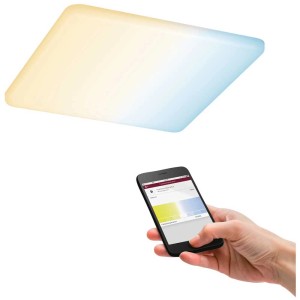 Panneau LED carré Paulmann Veluna avec contrôle de la température de couleur via l'application.