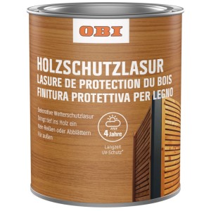 OBI Lasura protettiva per legno 750 ml. Finitura decorativa per esterni, 4 anni di protezione UV.