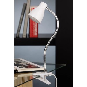 Lampada a pinza LED bianca Briloner Grip con braccio flessibile, ideale come lampada da lettura.