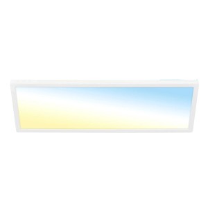 Plafonnier LED Briloner Kada blanc, ultraplat, avec température de couleur réglable.