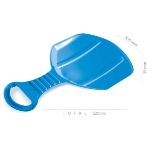 Slittino per bambini blu in plastica con maniglia, 33,5x52cm, per divertimento invernale.