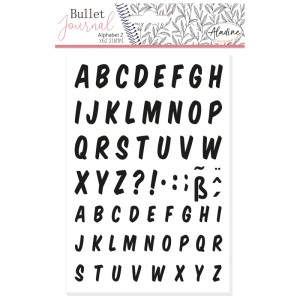 Aladine Stempelset Journal Alphabet 2, 62-teilig, mit Groß- und Kleinbuchstaben für kreative Projekte.