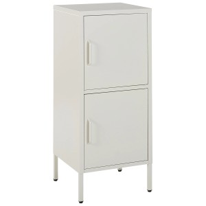 Armoire à dossiers Huron 2 portes en acier blanc mat. Buffet de bureau avec rangement.