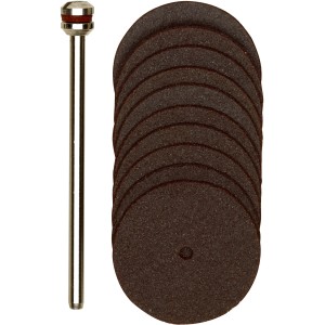 Lot de disques à tronçonner Proxxon, 22 mm, 10 pièces avec mandrin pour outils miniatures.