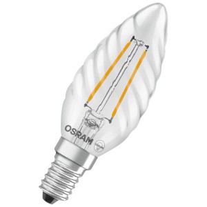 Osram LED-Leuchtmittel E14, BW25 Filament, klare Glasoberfläche, 1,8W, 2700K.