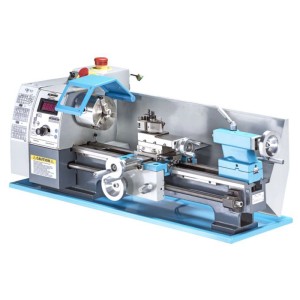 Tornio per metalli Alduro MDB-210V2, blu. Tornio con mandrino a tre griffe e display digitale.