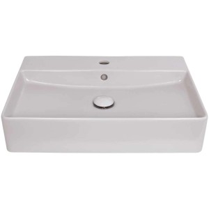 Lavabo sospeso AquaSu® Riga, grigio opaco, 60 cm, con foro rubinetto e troppopieno.