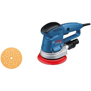Ponceuse excentrique Bosch Professional GEX 34-150 avec disque abrasif, bleu/noir/rouge.
