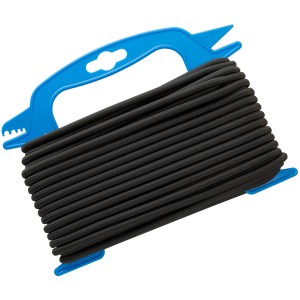 Corde élastique tressée Conacord, Ø 6 mm x 20 m, noire, sur bobine bleue.
