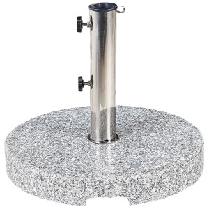 Beliani Pied de parasol Ceggia, granit gris, Ø 45 cm. Support de parasol en granit avec tube en acier inoxydable.