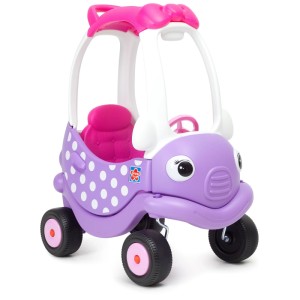 Grow'n Up Auto cavalcabile My Miss Coupe lilla-rosa con maniglione per bambini.