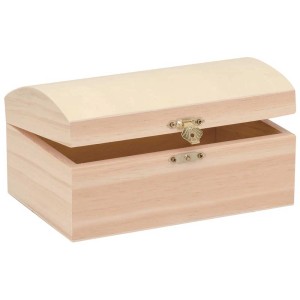 Cofanetto barocco aperto in pino FSC® con chiusura, 18x12x9 cm, ideale per decorare.