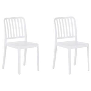 Set di sedie da giardino Beliani Sersale, 2 sedie in plastica bianca per patio e giardino.