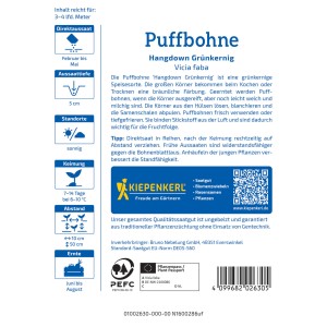 Confezione di semi di fava Kiepenkerl Hangdown Grünkernig, semi di ortaggi per l'orto.