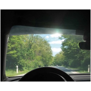Fascia parasole Foliatec nero intenso in auto, per protezione da abbagliamento e UV.