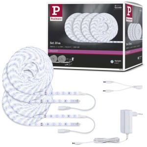 Paulmann SimpLED LED-Streifen-Set, 20 m, Tageslichtweiß, mit Fernbedienung und Zubehör.