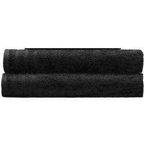 Deux serviettes de bain noires Kleine Wolke Royal en coton, 70x140 cm, empilées.