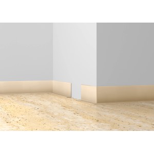 Cornière d'angle autocollante chêne rustique, fixée au mur et à l'angle.