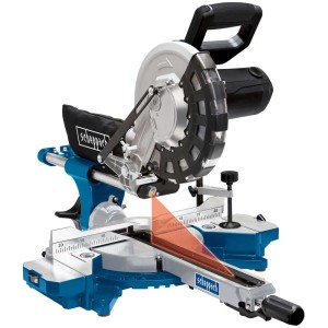 Scie à onglet radiale Scheppach HM 254 avec laser pour des coupes précises.