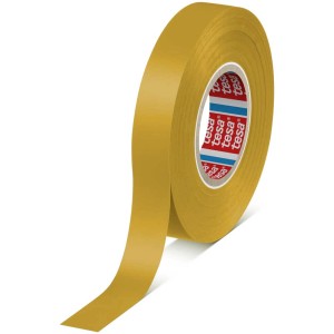Nastro adesivo in PVC Tesaflex Premium giallo, larghezza 19 mm, su rotolo.