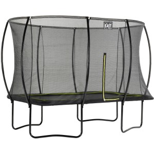 Trampolino da giardino EXIT Silhouette nero, rettangolare con rete di sicurezza.