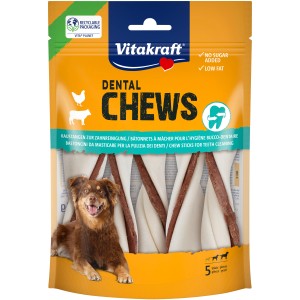 Vitakraft Dental Twister ossi da masticare per cani con pollo, ideali per l'igiene dentale dei cani medi.