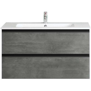 Vasque en marbre minéral blanc et gris avec deux tiroirs, 90x46cm.