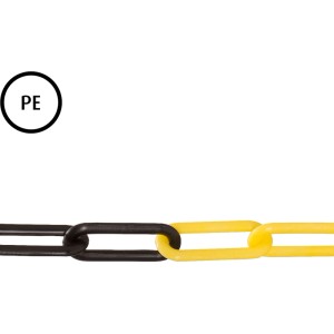 Chaîne de délimitation en polyéthylène noir et jaune, Ø 6 mm, vendue au mètre.