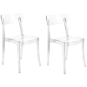 Sedie da pranzo Beliani Covington, set da 2, policarbonato trasparente. Set da pranzo moderno.