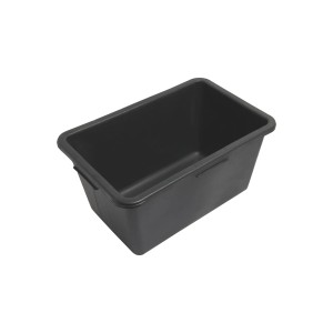 Cassa per malta nera in plastica (40 l) con quattro maniglie.