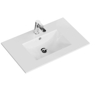 Vasque Pelipal Quantum 07, céramique, blanc brillant, largeur 81 cm, avec robinet.