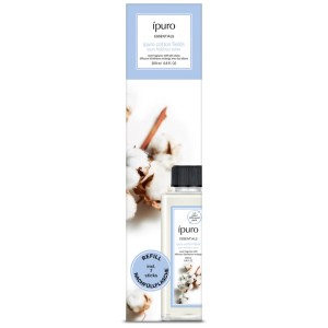 Ipuro Raumduft Refill Cotton Fields 200 ml mit 7 Stäbchen. Nachfüllflasche für Diffusor mit frischem Baumwollduft.